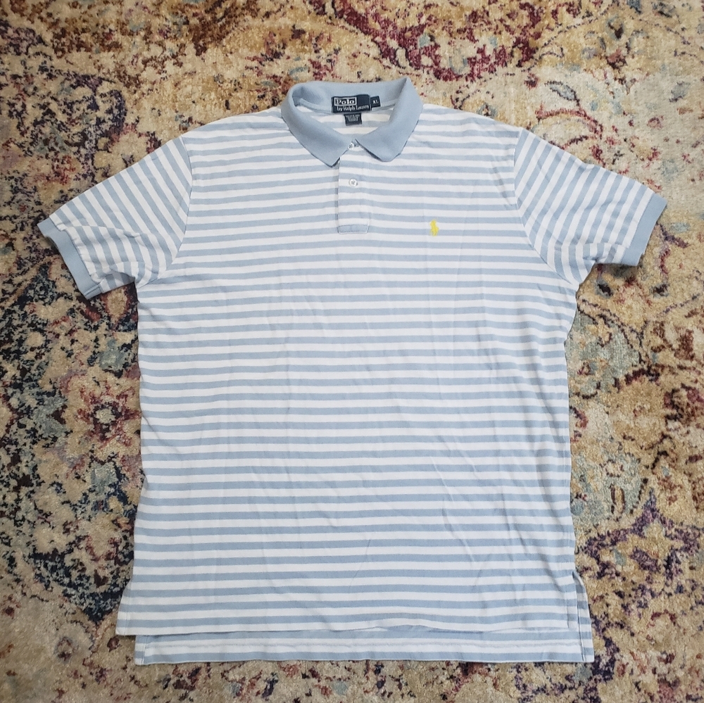 Polo by Ralph Lauren 100% Cotton Striped Polo Yellow Pony Sz XL
